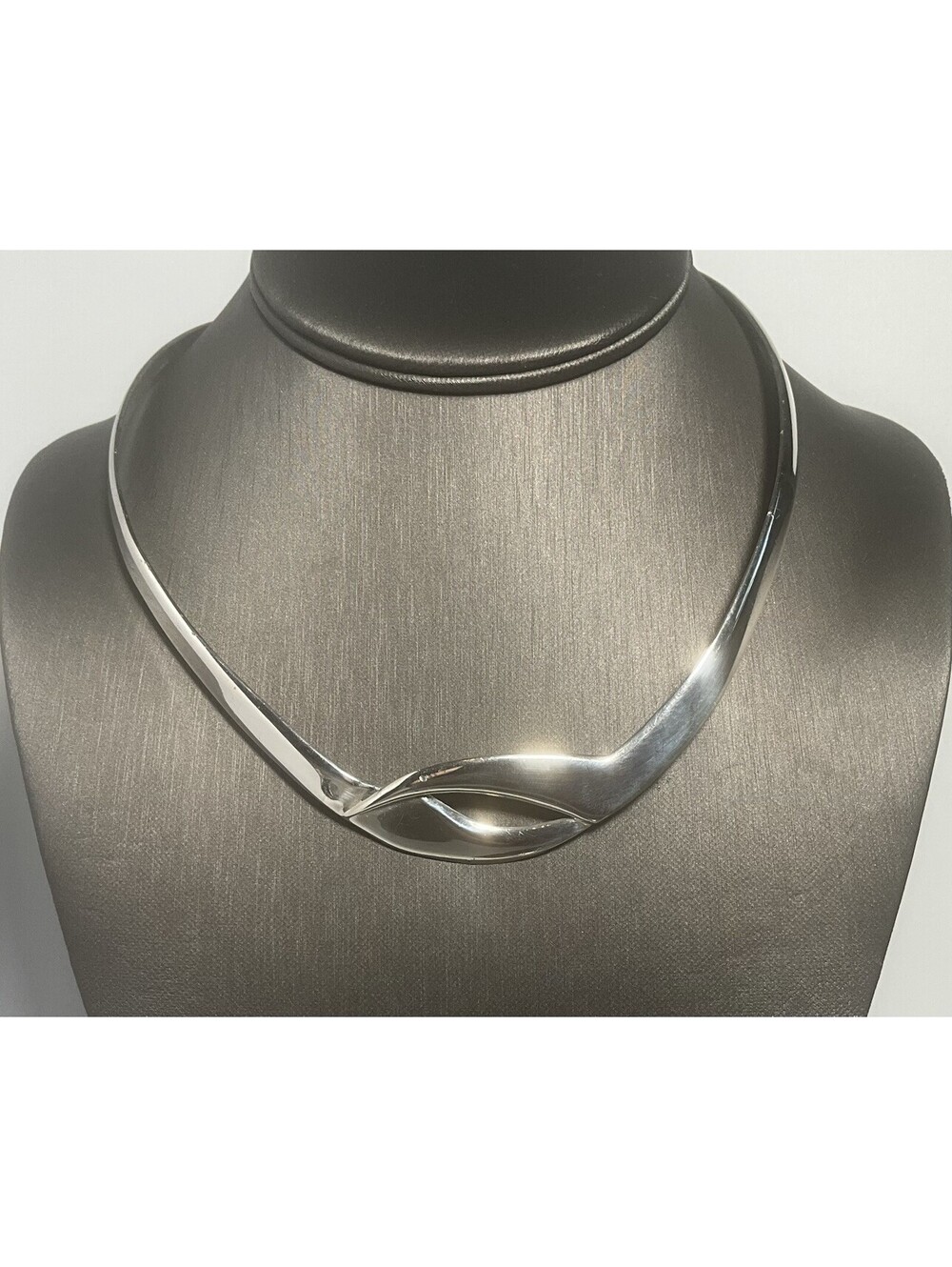 Sterling Silver Mexico Taxco Round Torc Cuff Necklace